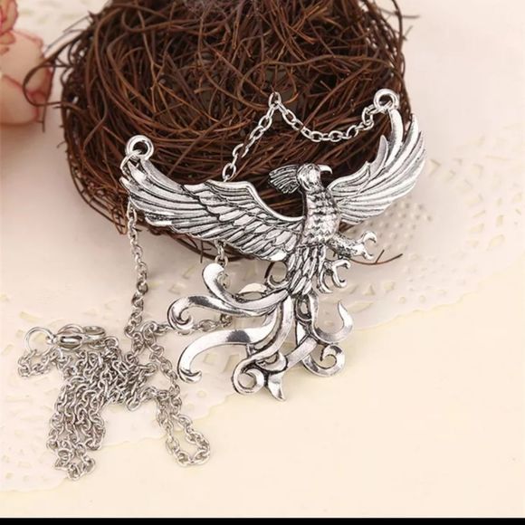 Silver titanium large pheonix pendant goth boho spiritual necklace new - Picture 3 of 8